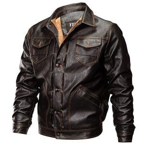 Blouson aviateur cuir marron vintage