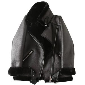 Blouson aviateur femme cuir noir