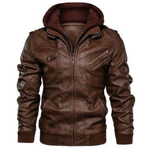 Blouson cuir aviateur capuche