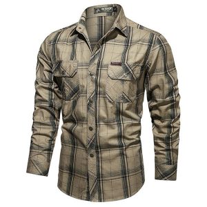 Chemise kaki style militaire homme