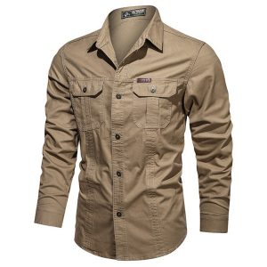 Chemise militaire kaki homme