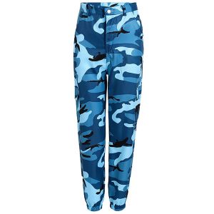 Pantalon camouflage bleu femme