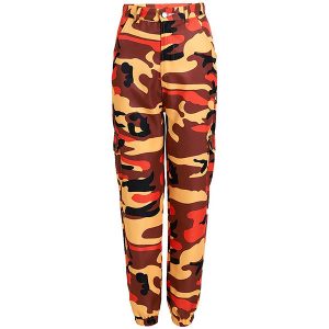 Pantalon camouflage femme orange