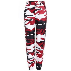 Pantalon camouflage rouge femme