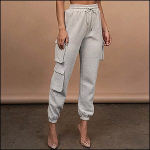 Pantalon cargo gris femme