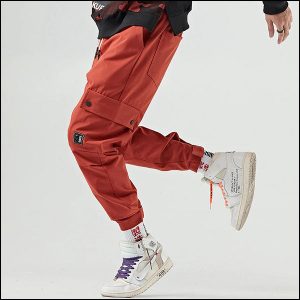 Pantalon cargo militaire orange homme