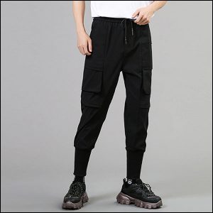 Pantalon cargo noir coton