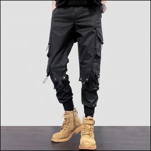 Pantalon cargo noir homme coupe droite