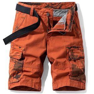 Short cargo orange homme