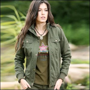 Veste vert kaki militaire femme